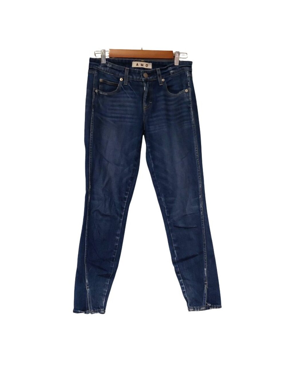 AMO Twist Jeans High Rise Twisted Seam Straight Leg Artisan Denim 27